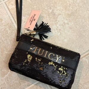 Juicy Couture Black and Gold Sequin Wristlet